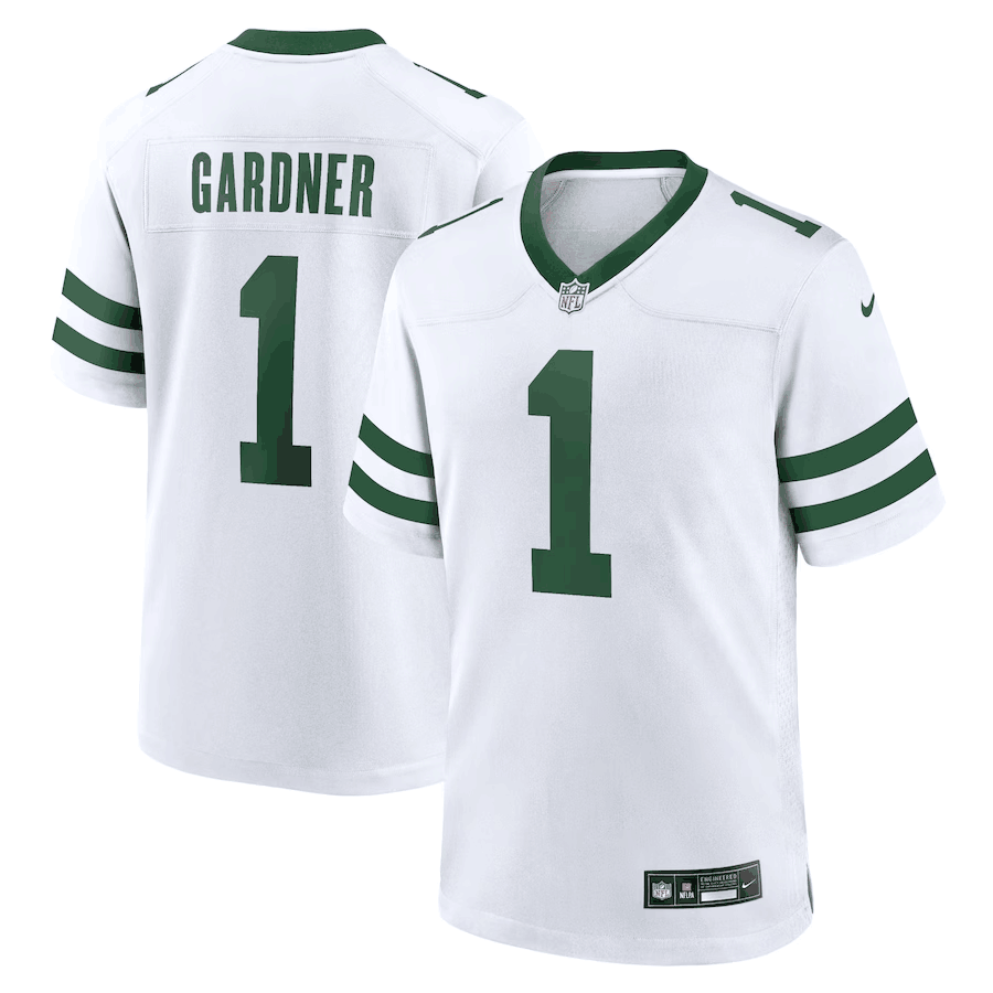 Men's New York Jets #1 Ahmad Sauce Gardner White Throwback Player Stitched Game Jersey